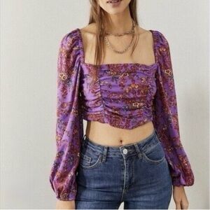 Urban Outfitters Purple Floral Blouse